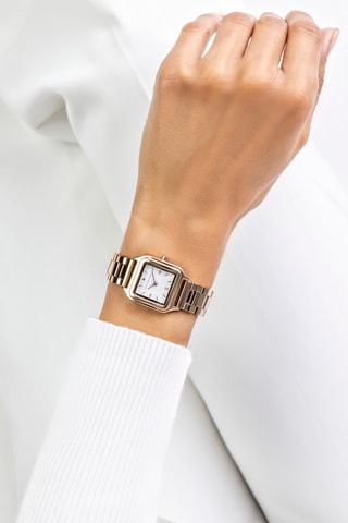 Japans Stalen Quartz Horloge Roségoudkleurig en Wit - Emily Westwood