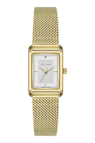 Stalen Quartz Horloge en Diamanten - Monica Monaco