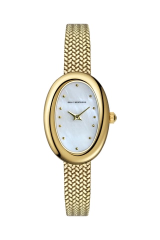 Stalen en Parelmoeren Quartz Horloge - Goudkleurig - Emily Westwood