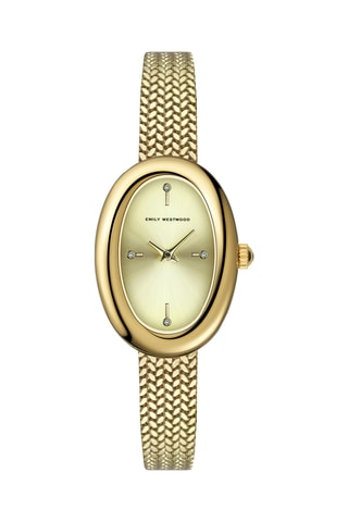 Stalen en Parelmoeren Quartz Horloge - Goudkleurig - Emily Westwood