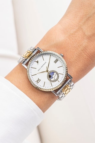 Stalen Quartz Horloge - Goudkleurig en Zilverkleurig - Emily Westwood