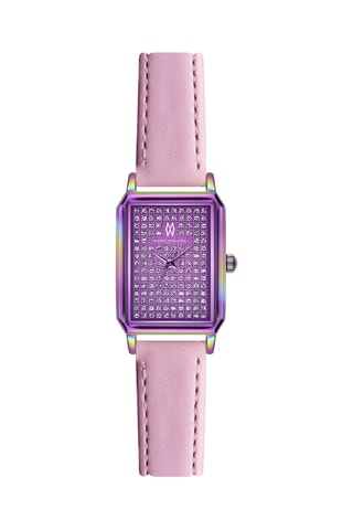 Leren Quartz Horloge - Roze en Paars - Marc Malone