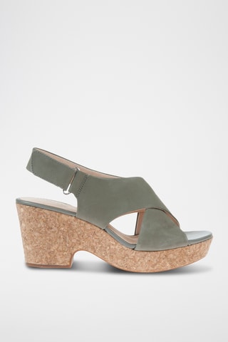 Sandalias de nobuk de tacón Maritsa Lara - Caqui