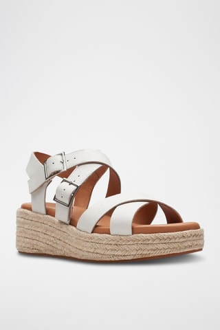 Sandalias de piel de cuña Kimmei Buckle - Blanco