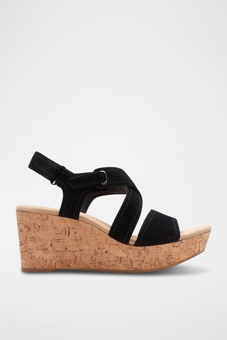 Sandalias de nobuk de cuña Rose Way - Negro