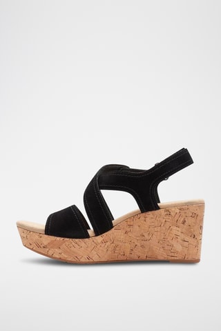 Sandalias de nobuk de cuña Rose Way - Negro