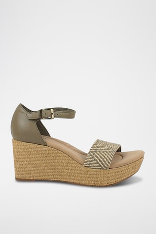 Sandalias de piel de cuña Rose Ease - Verde oliva