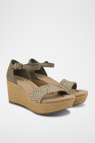 Sandalias de piel de cuña Rose Ease - Verde oliva
