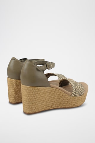 Sandalias de piel de cuña Rose Ease - Verde oliva
