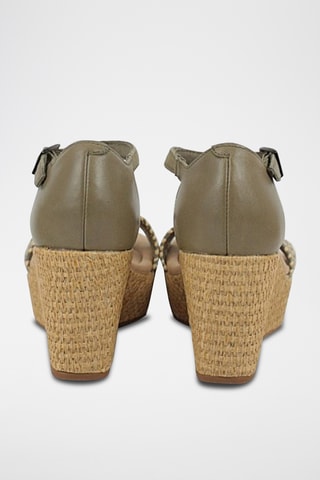 Sandalias de piel de cuña Rose Ease - Verde oliva