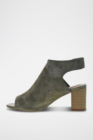 Sandalias de nobuk de tacón Deva - Verde oliva