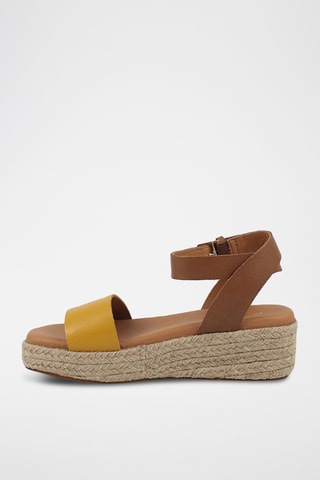Sandalias de piel de cuña Kimmei Ivy - Marrón y mostaza