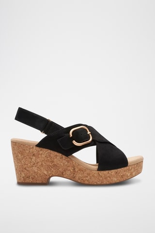 Sandalias de nobuk de tacón Giselle - Negro
