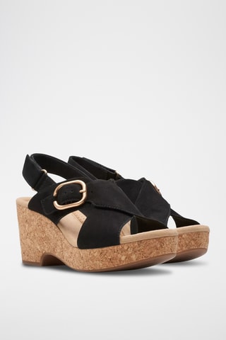 Sandalias de nobuk de tacón Giselle - Negro