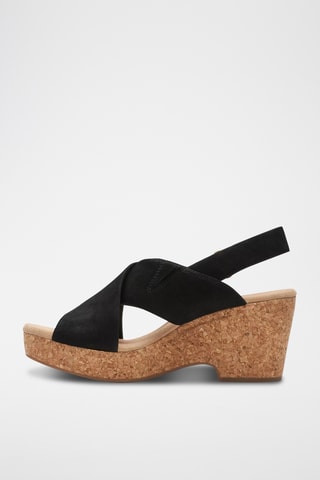 Sandalias de nobuk de tacón Giselle - Negro