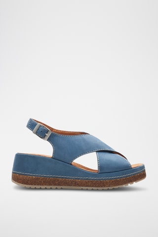 Sandalias de nobuk de cuña Kassanda - Azul cobalto
