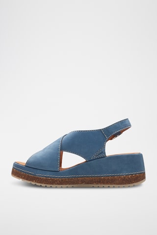 Sandalias de nobuk de cuña Kassanda - Azul cobalto