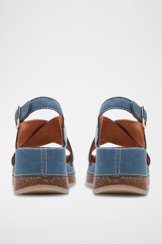 Sandalias de nobuk de cuña Kassanda - Azul cobalto