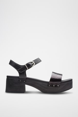 Sandalias de piel de tacón Sivanne Bay - Negro