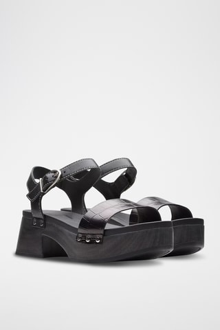 Sandalias de piel de tacón Sivanne Bay - Negro