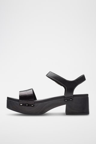 Sandalias de piel de tacón Sivanne Bay - Negro