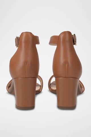 Sandalias de piel de tacón Deva - Camel