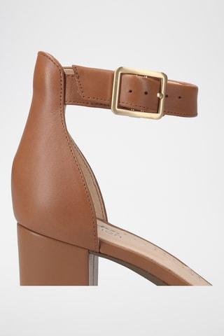 Sandalias de piel de tacón Deva - Camel