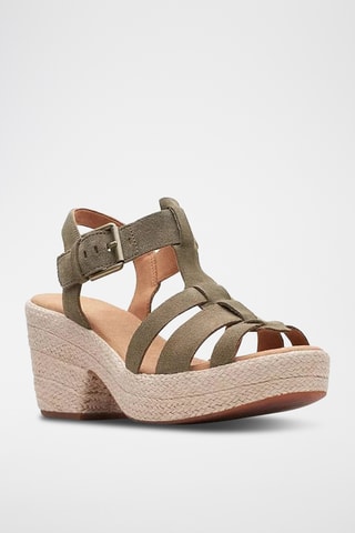 Sandalias de nobuk de tacón Maritsa 70 - Verde oliva