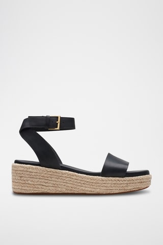 Sandalias de piel de cuña Kimmei Ivy - Negro