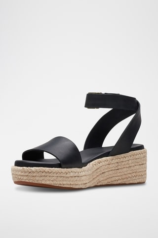 Sandalias de piel de cuña Kimmei Ivy - Negro