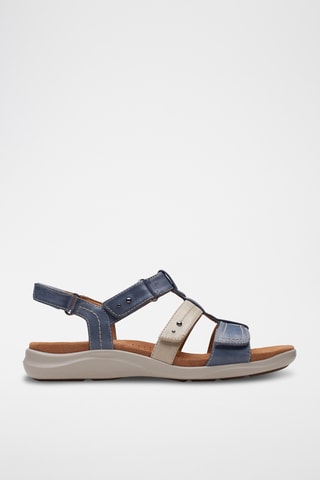 Sandalias de piel Kitly Step - Azul cobalto y gris claro