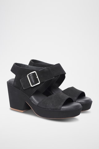 Sandalias de nobuk de tacón KimmeiHi Strap - Negro