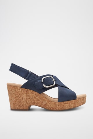 Sandalias de nobuk de tacón Giselle - Azul marino