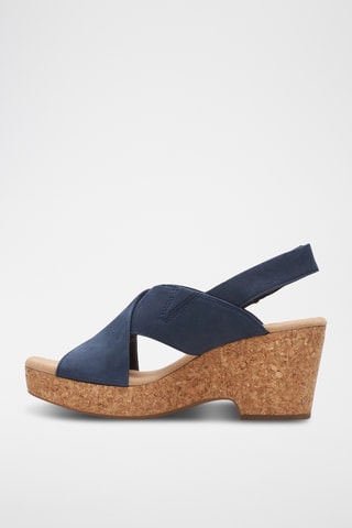 Sandalias de nobuk de tacón Giselle - Azul marino