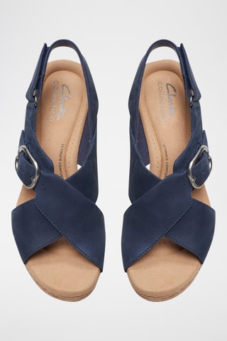 Sandalias de nobuk de tacón Giselle - Azul marino