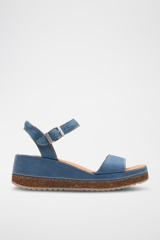 Sandalias de nobuk de cuña Kassanda - Azul cobalto