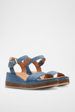 Sandalias de nobuk de cuña Kassanda - Azul cobalto