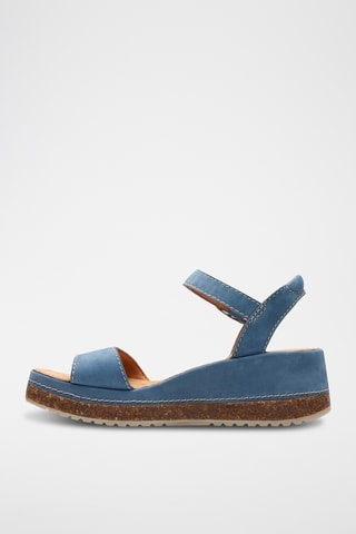 Sandalias de nobuk de cuña Kassanda - Azul cobalto