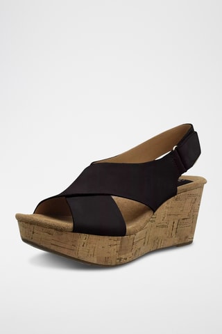 Sandalias de nobuk de cuña Caslynn - Negro