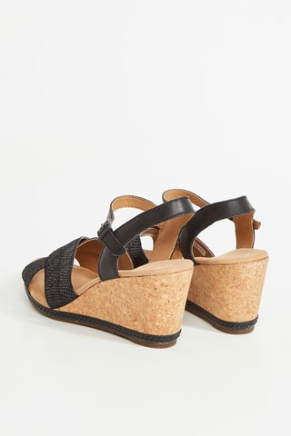 Sandalias de piel de cuña Helio - Negro