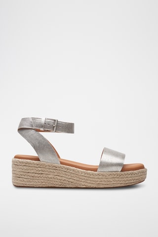 Sandalias de piel de cuña Kimmei Ivy - Plateado