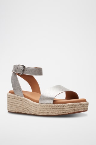 Sandalias de piel de cuña Kimmei Ivy - Plateado