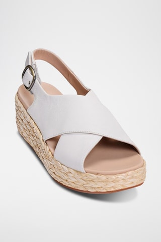 Sandalias de piel de cuña Kimmei Cross - Blanco