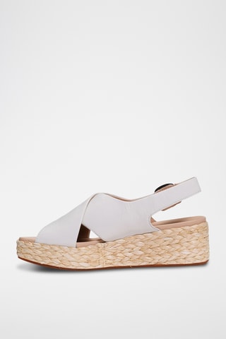 Sandalias de piel de cuña Kimmei Cross - Blanco