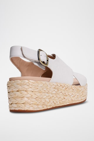 Sandalias de piel de cuña Kimmei Cross - Blanco