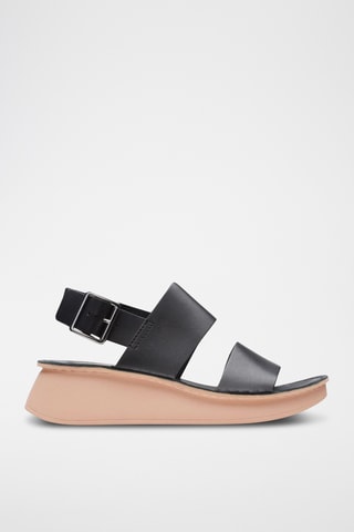 Sandalias de piel de cuña Velhill - Negro