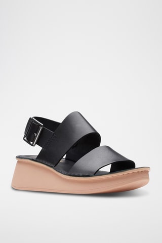 Sandalias de piel de cuña Velhill - Negro