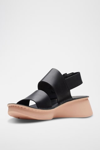 Sandalias de piel de cuña Velhill - Negro