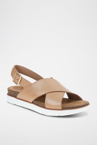 Sandalias de piel con plataforma Elayne - Beige