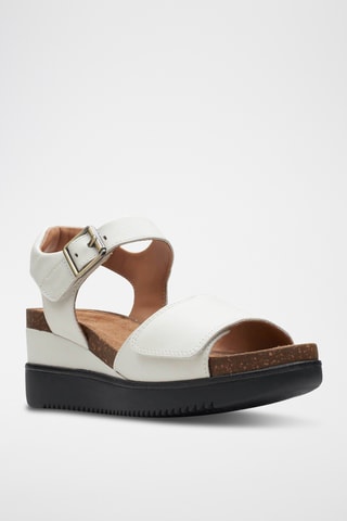 Sandalias de piel de cuña Lizby Strap - Blanco